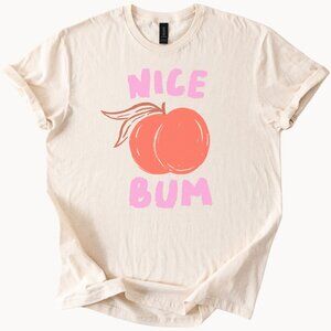 Nice Bum Peach Graphic Shirt Funny Fruit Tee Playful Peachy Graphic Top